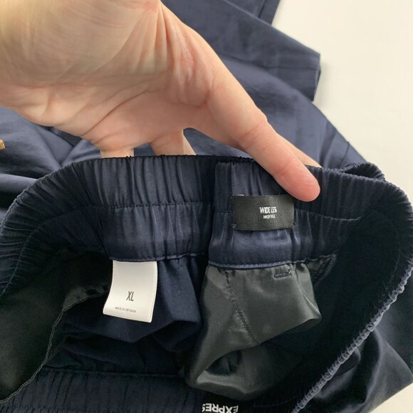 Express Dark Navy Satin Wide Leg Pull On Pant XL - Picture 5 of 7